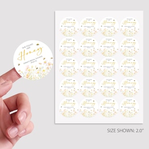 She Found Her Honey, Bee Bridal Shower Favors Stickers, Wildflower Bumble Bee Bridal Shower, Bride To Bee, Wedding Shower Thank You Labels image 3