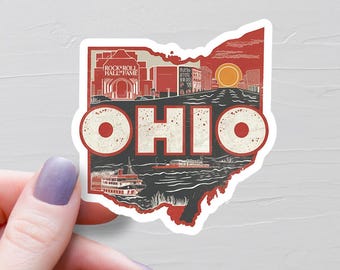 Ohio Sticker, Vinyl Stickers, Travel Stickers, Ohio Map Sticker, Ohio State Decal, Water Bottle Stickers, Ohio Tourism, Ohio Vacation - S463