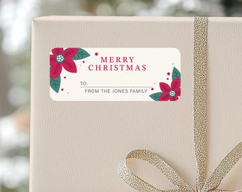 Christmas Gift Tags Stickers, Personalized To From Stickers, Merry Christmas Gift Labels, Holiday Gift Labels, Xmas Present Stickers - CA3