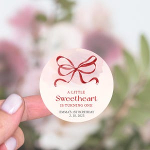 Stickers cadeaux pour la Saint-Valentin, Un petit amoureux qui fête ses un an, Stickers 1er anniversaire de remerciement, Stickers noeud coquette