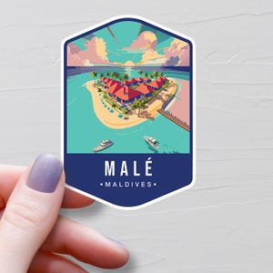 Malé Maldives Sticker, Vinyl Travel Stickers, Malé Stickers, Asia & Middle East Stickers, Water Bottle Sticker, Laptop Decals - S814