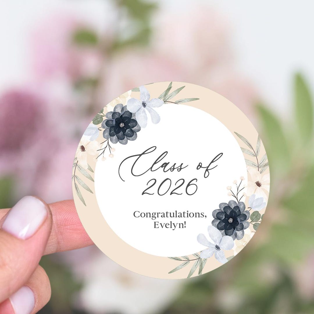 Graduation Favor Stickers Class of 2026, Personalized Graduation Party ...
