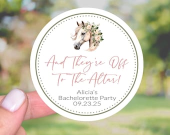 And They're Off To The Altar, Kentucky Derby Bachelorette Party Favors Stickers, Bachelorette Thank You, Derby Themed, Horse Racing Bach