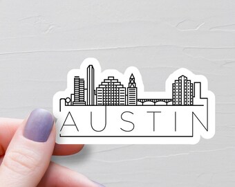 Austin Sticker, Vinyl Stickers, City Skyline Travel Stickers, Texas Sticker, Texas Decal, Water Bottle Stickers, Texas Tourism - S886