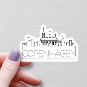 Sticker Copenhague, Stickers voyage en vinyle, Sticker Danemark, Pays européen, Sticker Europe bouteille d'eau, Stickers ordinateur portable, Souvenir, S916