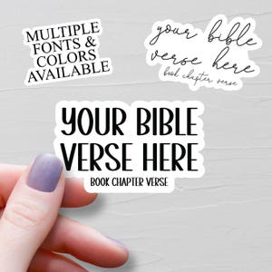 Pegatinas de versículos bíblicos personalizados, pegatinas de vinilo, pegatinas para botellas de agua, pegatinas de la Biblia con tu texto, pegatinas para portátil, pegatinas de fe cristiana