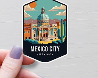 Mexico City Sticker, Vinyl Travel Stickers, Capital Mexico Stickers, Vacation Water Bottle Sticker, Laptop Sticker, Luggage Stickers - S863
