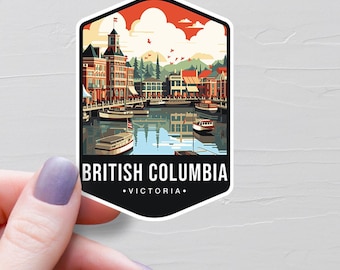 Pegatina de Columbia Británica, pegatinas de vinilo para viajes, pegatina de Victoria, Columbia Británica, turismo en BC, Canadá, pegatinas para botellas de agua, recuerdo, S668