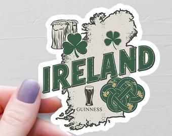 Country Of Ireland Sticker, Vinyl Travel Stickers, Ireland Map Sticker, Irish Stickers, Suitcase Sticker, Water Bottle Stickers - S382