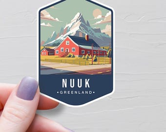 Nuuk Greenland Sticker, Vinyl Travel Stickers, Nuuk Sticker, European Country, Water Bottle Sticker, Laptop Decals, Souvenir Gift - S776