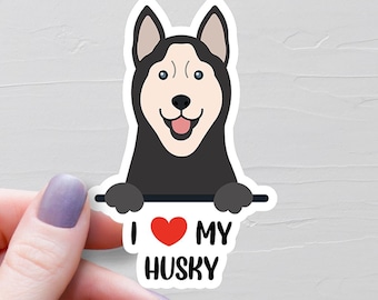 I Heart My Husky Sticker, Vinyl Stickers, Husky Gifts, Husky Lover Gifts, Husky Mom Gift, Dog Mom Gifts, Laptop Water Bottle Stickers - S419