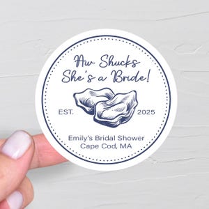 Stickers cadeaux pour shower de bébé côtier, mariée avec elle, huître nuptiale, bord de mer, côte est, EVJF esthétique pêcheur