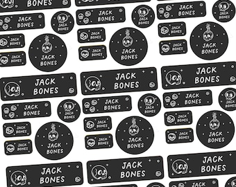 Custom Name Stickers, Skull Name Labels, Waterproof School Name Labels, Skeleton Clothing Labels, Camp Labels, School Labels Dishwasher Safe