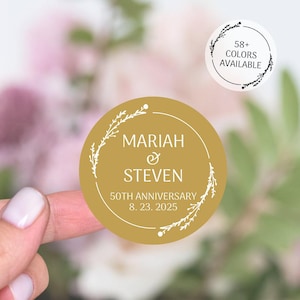 Étiquettes personnalisées pour cadeau 50e anniversaire, autocollants de remerciement 50e anniversaire, autocollants de cadeau pour bougies, étiquettes 50e anniversaire de mariage
