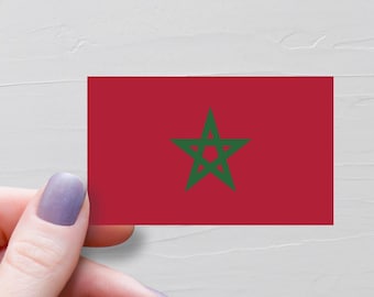 Morocco Flag Sticker, Vinyl Travel Stickers, Moroccan Decal, World Flags, Water Bottle Sticker, Laptop Decals, Luggage Sticker - F174