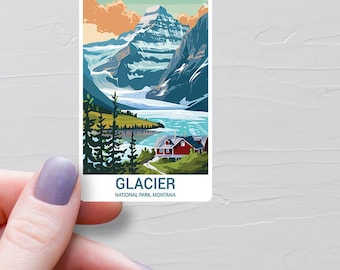 Glacier National Park Stickers, Vinyl Travel Stickers, USA National Park Decals, State Of Montana Sticker, Water Bottle Stickers, S581
