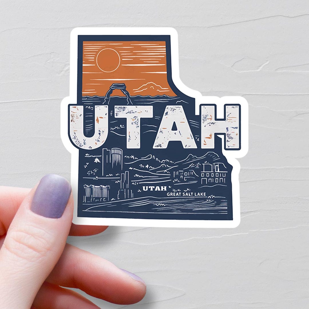 Utah Sticker, Vinyl Stickers, Travel Stickers, Utah Map Sticker, Utah ...