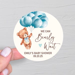 Étiquettes Cadeaux Prénatale Ours En Peluche, Réception Prénatale On peut attendre longtemps, Stickers Merci Ours, Fête Prénatale Garçon, Étiquette De Sac Cadeau Sur Le Thème Des Ours