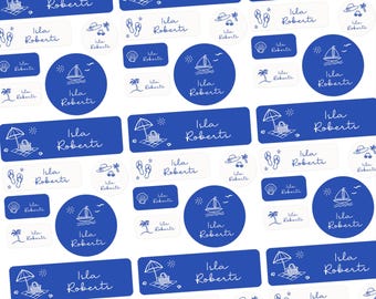 Summer Theme Name Labels, Summer Camp Labels, Daycare Labels Dishwasher Safe, Waterproof School Name Labels, Personalized Name Stickers