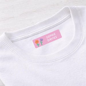 Waterproof Name Labels Vinyl, Flowers Custom Name Labels, School Labels, Daycare Labels, Camp Name Label, Name Stickers Dishwasher Safe image 5