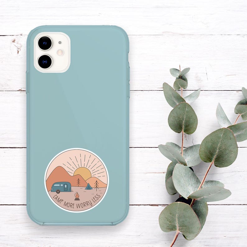 Camp More Worry Less Sticker, Vinyl Camping Stickers, Boho Desert Water ...