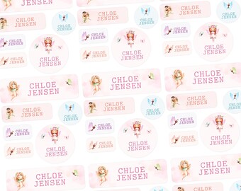 Personalized Name Stickers Dishwasher Safe, Waterproof Name Labels Vinyl, Fairy Custom Name Labels, Girls School Labels, Daycare Labels