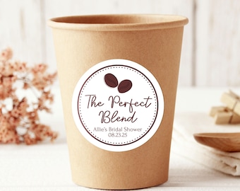 Coffee Bridal Shower Favor Stickers, The Perfect Blend Stickers, Bridal Shower Coffee Favor Labels, Coffee Cups Label, Coffee Bar Supplies