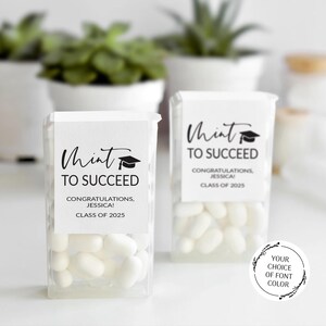 Abschlussfeier Gastgeschenke Mint Etiketten, Minze To Succeed Etiketten, Beginn Minze Bevorzugungen Aufkleber, personalisierte Minze Graduierung Bevorzugungen Aufkleber
