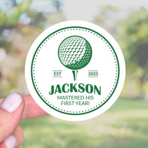 Autocollants pour cadeaux de fête d'anniversaire de premier anniversaire de golf, Étiquettes de cadeaux de fête d'anniversaire de 1er anniversaire de golf, Trou d'un coup, Maîtriser sa première année, Thème du golf