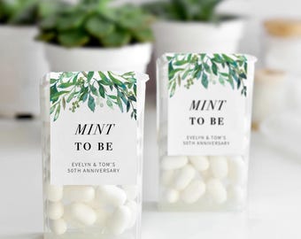 50th Wedding Anniversary Party Favor Labels, Greenery Mint To Be Stickers, Custom Anniversary Mints Favors, 50th Anniversary Favors Sticker
