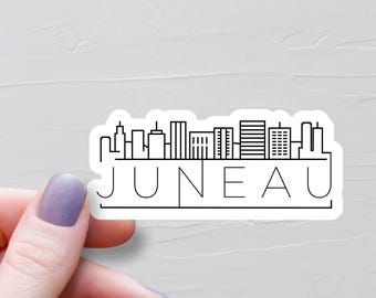 Juneau Sticker, Vinyl Stickers, Travel Stickers, Alaska Stickers, Juneau City Skyline, Water Bottle Stickers, USA Stickers - S950