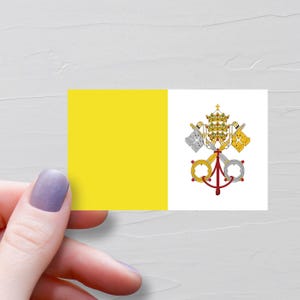 Sticker drapeau Saint-Siège Cité du Vatican, Stickers de voyage en vinyle, Drapeaux du monde, Sticker bouteille d'eau, Stickers ordinateur portable, Sticker bagage, F276