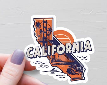 California Sticker, Vinyl Stickers, USA Travel Stickers, California Map Sticker, California State Decal, Water Bottle Stickers, S433