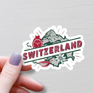 Country Of Switzerland Sticker, Vinyl Stickers, Travel Stickers, Switzerland Map Sticker, Swiss Stickers, Water Bottle Stickers - S388