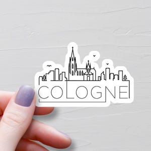 Sticker Cologne, stickers de voyage en vinyle, Stickers Allemagne, cathédrale de Cologne, Sticker bouteille d'eau Europe, Stickers ordinateur portable - S913