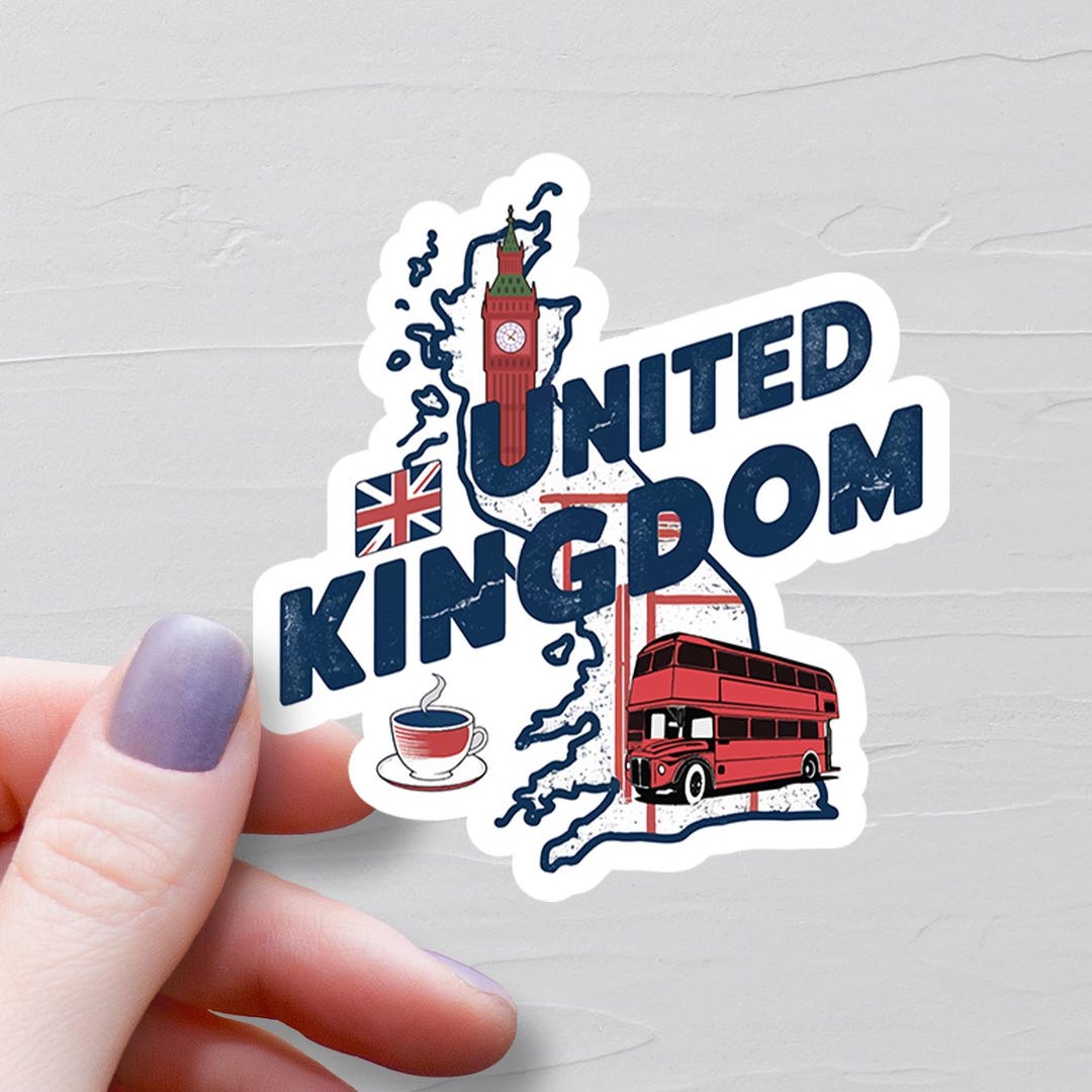 United Kingdom Sticker, Vinyl Stickers, UK Travel Stickers, UK Map ...