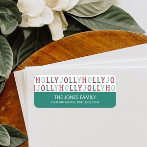 Etiquettes d'adresse personnalisées de Noël, autocollants enveloppes de vacances Holly Jolly modernes et amusants, Etiquettes d'adresse personnalisées, CA52