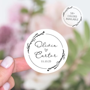 Stickers de mariage en vinyle, Stickers pour cadeaux de mariage, Noms de mariage autocollants de remerciement Mariage, Cadeaux de mariage bougies, Joints d'enveloppe de mariage