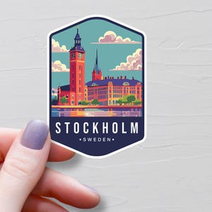 Sticker Stockholm, Stickers voyage en vinyle, Stickers Suède, Pays européen, Sticker bouteille d'eau, Stickers ordinateur portable, Stickers bagages - S786