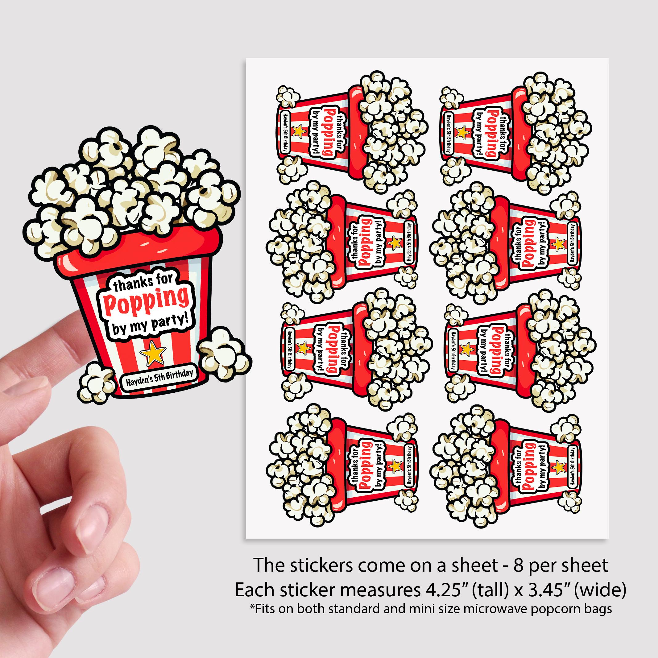 Popcorn Word Sticker Popcorn Party Favors Stickers, Popcorn Stickers, Popcorn Favors Labels ...