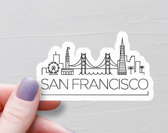 Adesivos de São Francisco, Adesivos de Vinil, Horizonte da Cidade, Adesivos de Viagem aos EUA, Adesivos da Califórnia, Adesivos para Garrafas de Água, Adesivos para Laptop, S1005