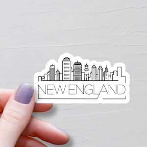 Adesivi del New England, adesivi in vinile, adesivi da viaggio, skyline dei punti di riferimento degli Stati Uniti orientali, adesivi per bottiglie d&#39;acqua, adesivi per bagagli, S975