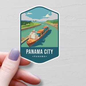 Sticker Panama, Stickers voyage en vinyle, Stickers capitale Panama, Sticker bouteille d'eau vacances, Sticker pour ordinateur portable, Stickers bagages - S865