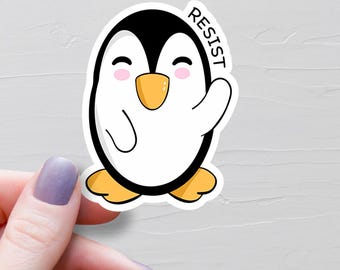 Sticker Pingouin Résiste, Stickers Vinyle, Tarif Pingouin, Stickers Bouteilles D'eau, Stickers Ordinateur Portable, Anti Trump, Anti Tarifs, FDT - EV9