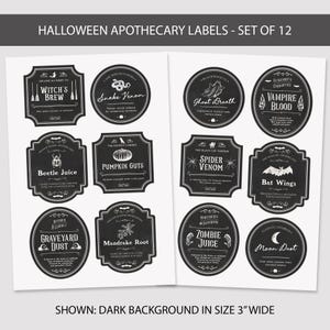 Spooky potion bottle labels