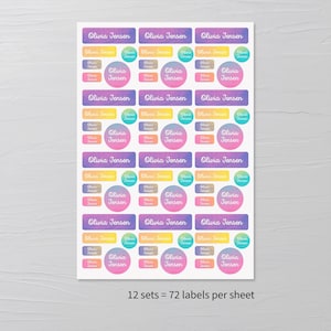 Waterproof Name Stickers Vinyl, Bright Colors Custom Name Labels, School Labels, Daycare Labels, Camp Labels, Name Stickers Dishwasher Safe image 3