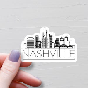 Nashville Sticker, Vinyl Stickers, Travel Stickers, Nashville City Skyline, Tennessee Sticker, Water Bottle Stickers, Luggage Stickers, S974
