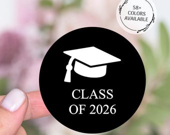 Round Graduation Stickers, Graduation Envelope Seals, Graduation Party Favors Label, Graduation Cap Label, Grad 2026 Stickers, Class Of 2026