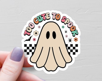 Too Cute To Spook Sticker, Vinyl Stickers, Cute Ghost Stickers, Cute Halloween Stickers Water Bottle Stickers, Kids Halloween Gift - S300