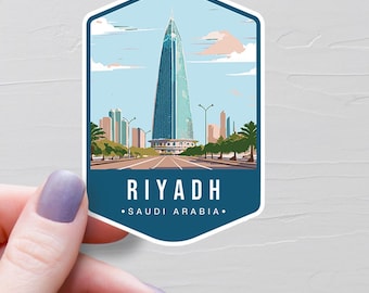 Riyadh Sticker, Vinyl Travel Stickers, Saudi Arabia Stickers, Asia & Middle East Stickers, Water Bottle Sticker, Laptop Decals - S822